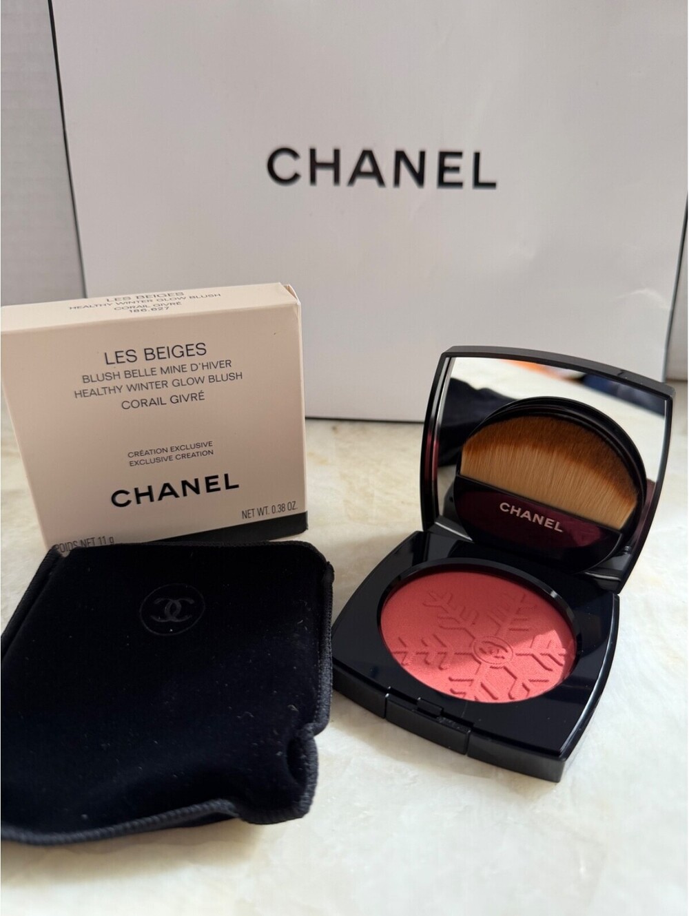 Rare Chanel Les Beiges Healthy Winter Glow Blush Corail Givré - Limited Edition